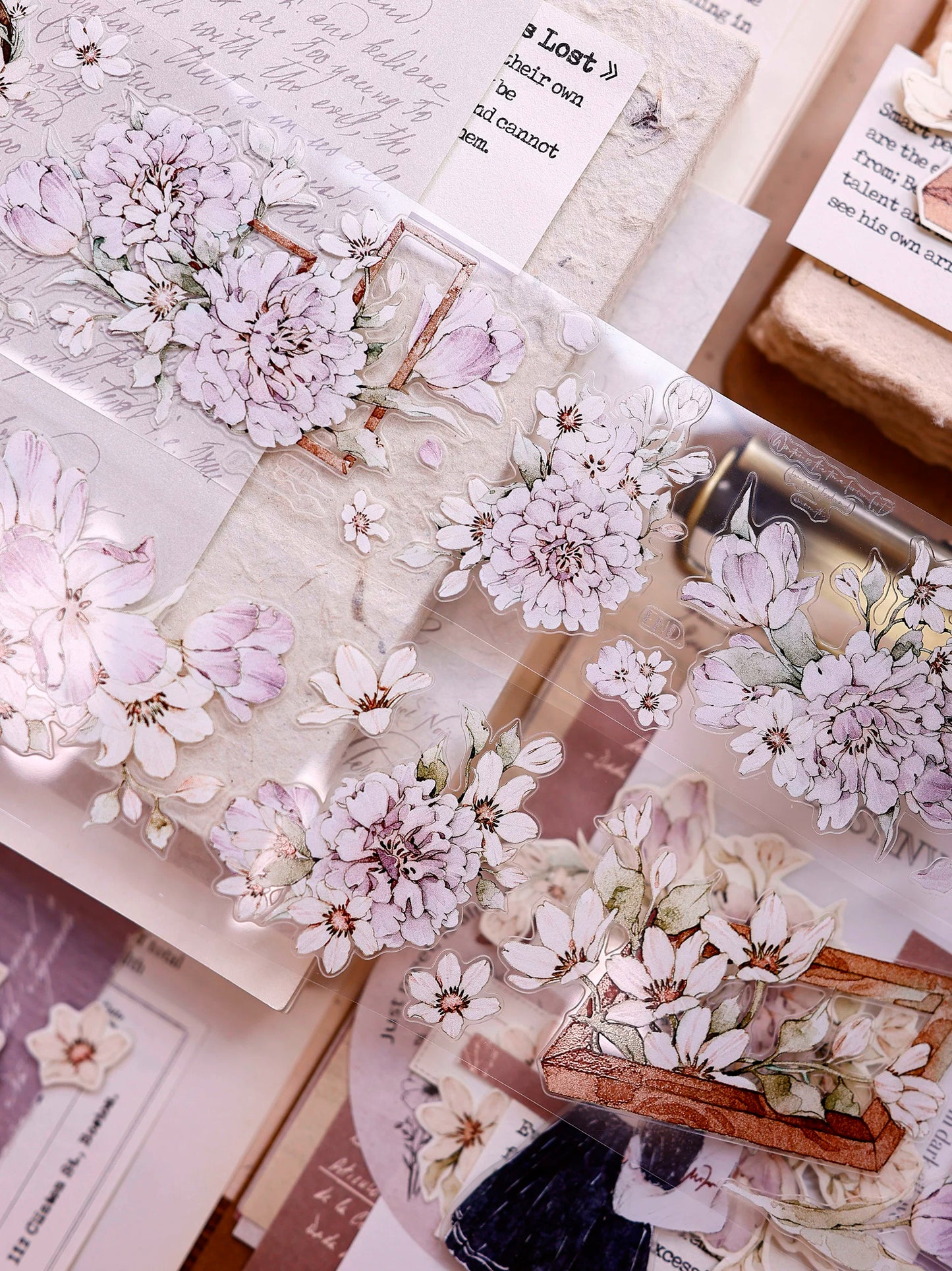 XiaoBaiJia Salt Series【Smoky Purple】Pre-cut Orginal Design Washi/Pet Tape Light Retro Stickers