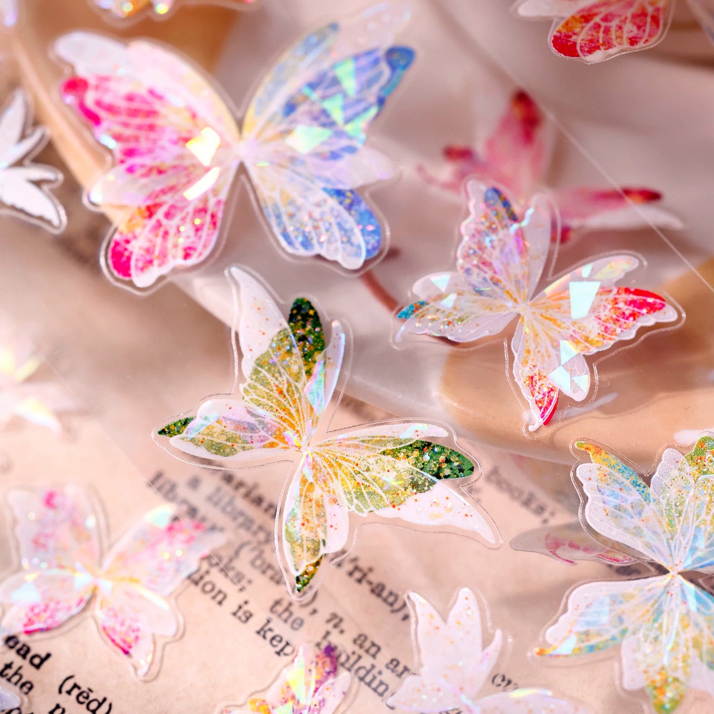 XiaoBaiJia【Liuli Butterfly Dance】Pre-cut Orginal Design Washi Pet Tape Light Retro Stickers