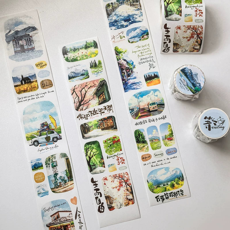 Wait Studio【Pick up Light Themed Scenery】Pre-cut Light Retro Washi/PET Tape