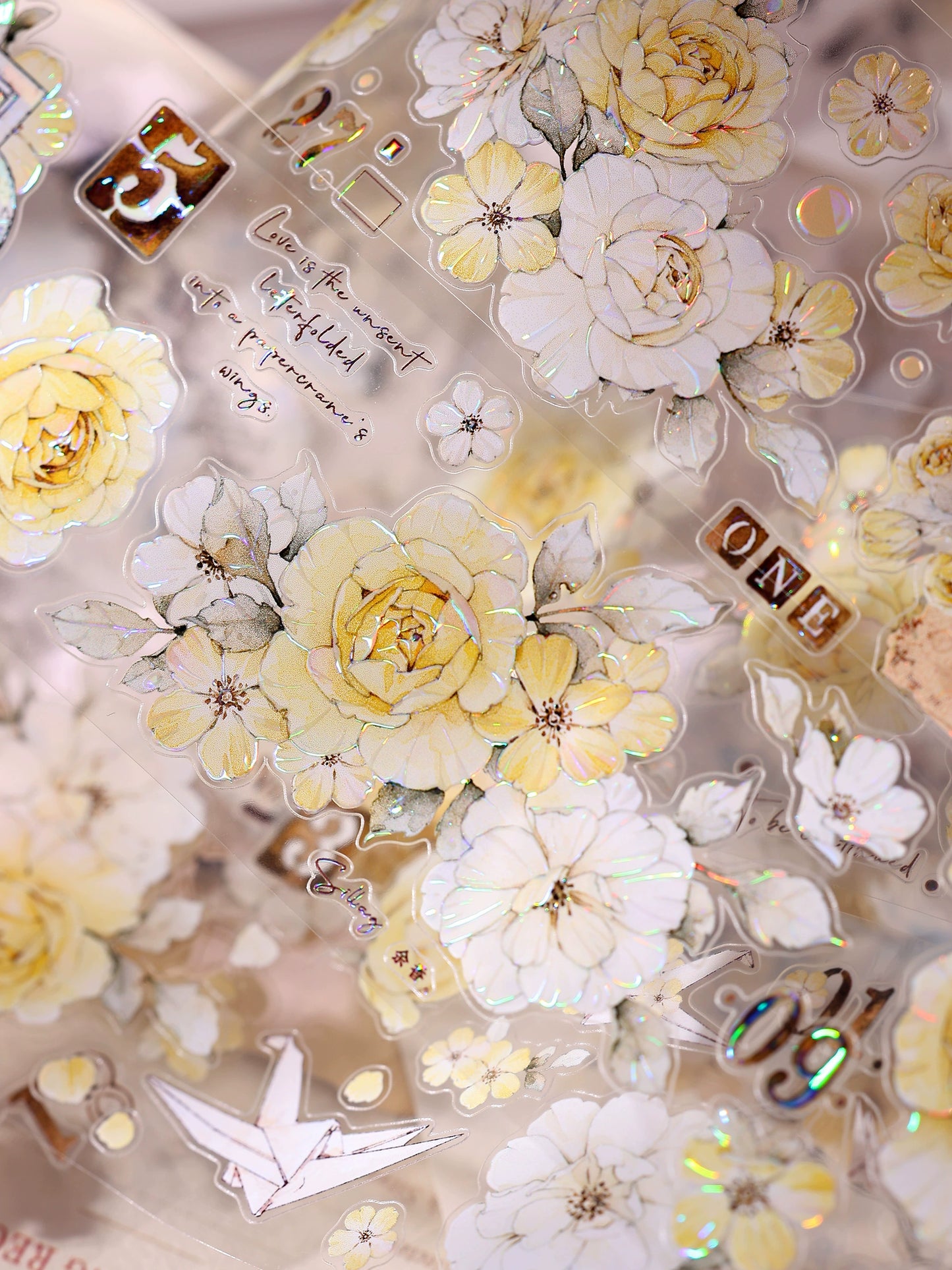 XiaoBaiJia【Yellow Rose】Light Retro Orginal Design Washi Pet Tape Landscape Stickers