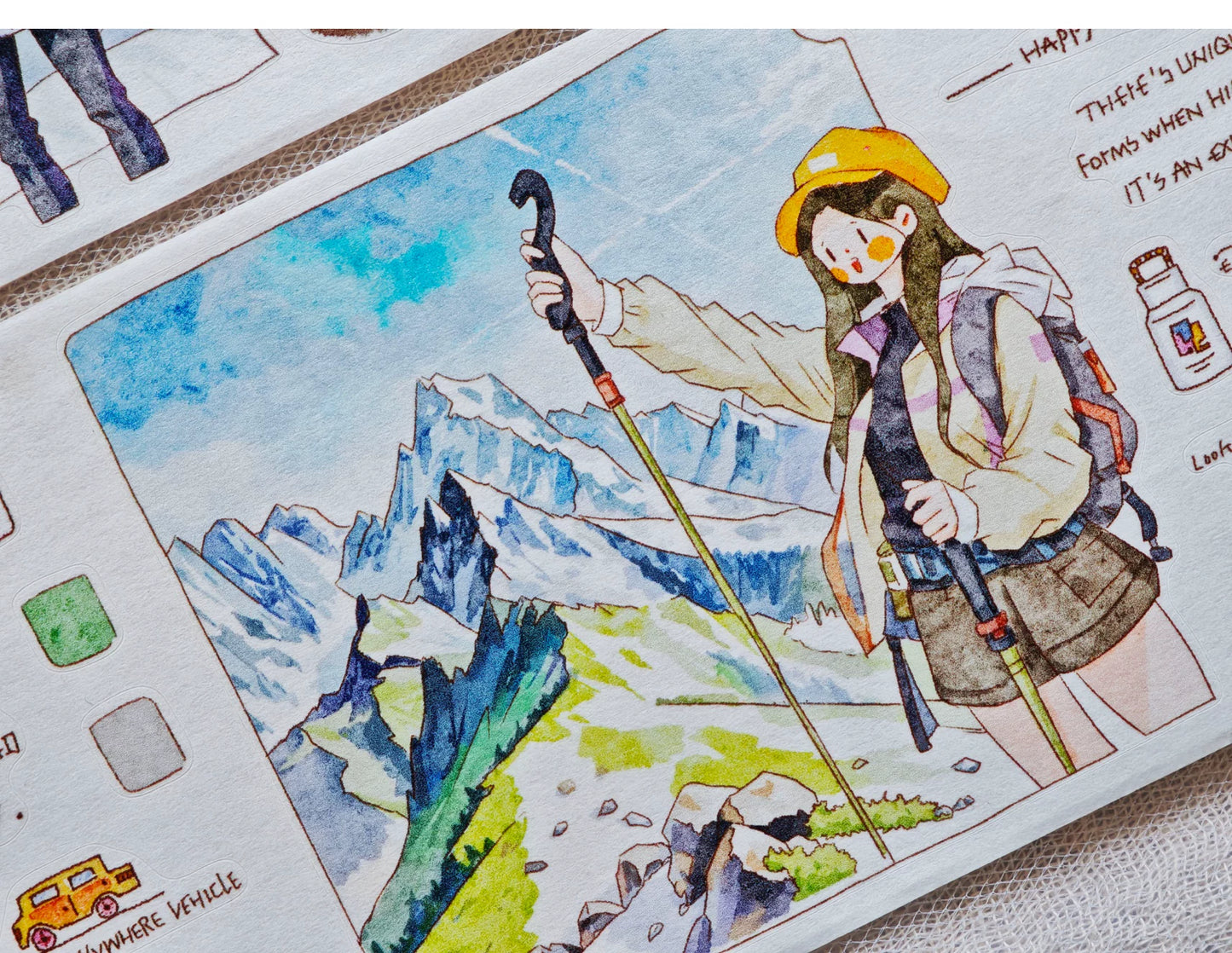 XingXing Vol8【Brave the Wind and Waves】 Pre-cut Light Retro,Outdoor Sports Mountain,Sea,Forest,Desert Scene Washi/PET Tape