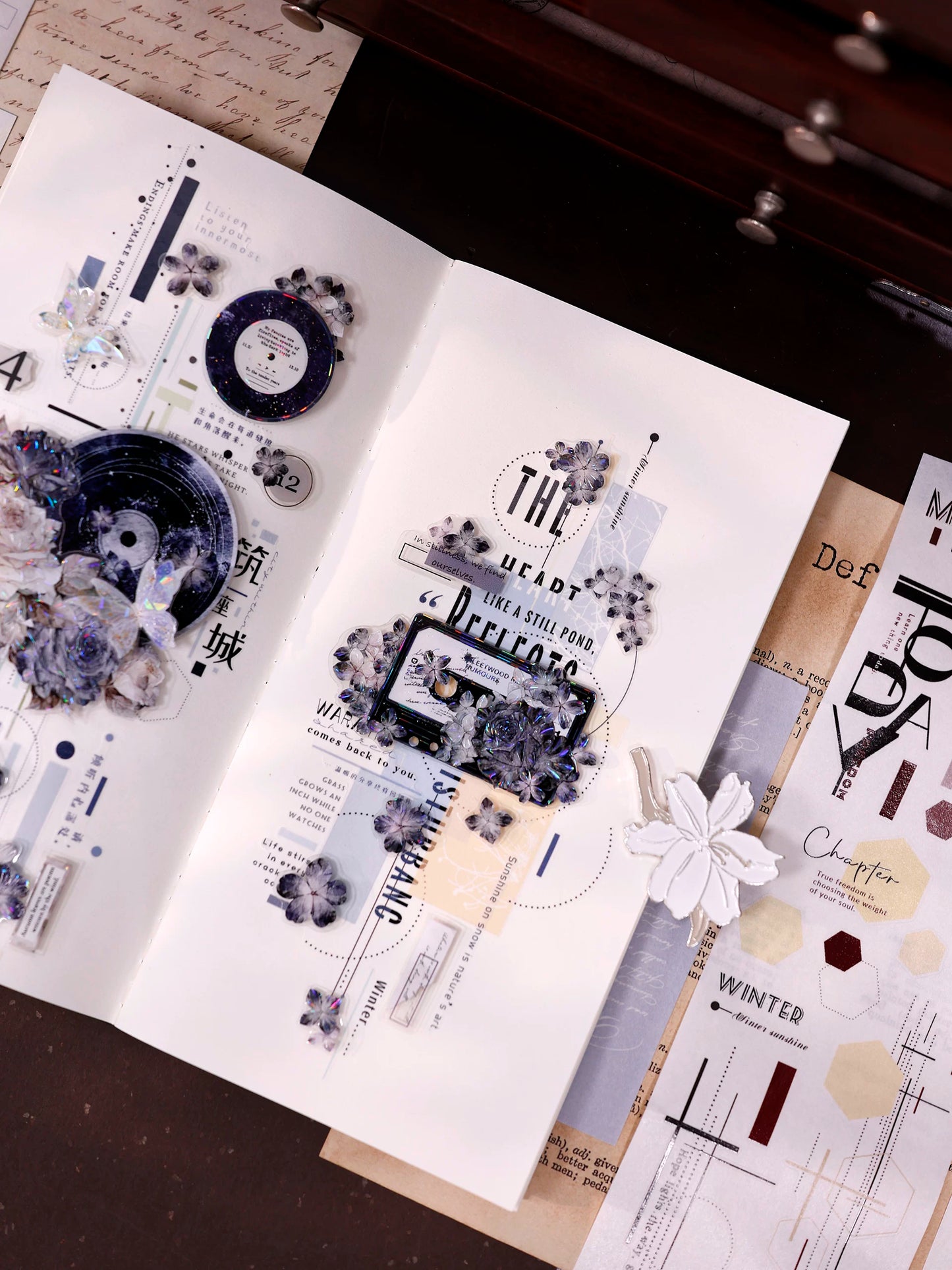 XiaoBaiJia【Geometric Set】Pre-cut Text Line Base Orginal Design Washi Pet Tape Light Retro Stickers
