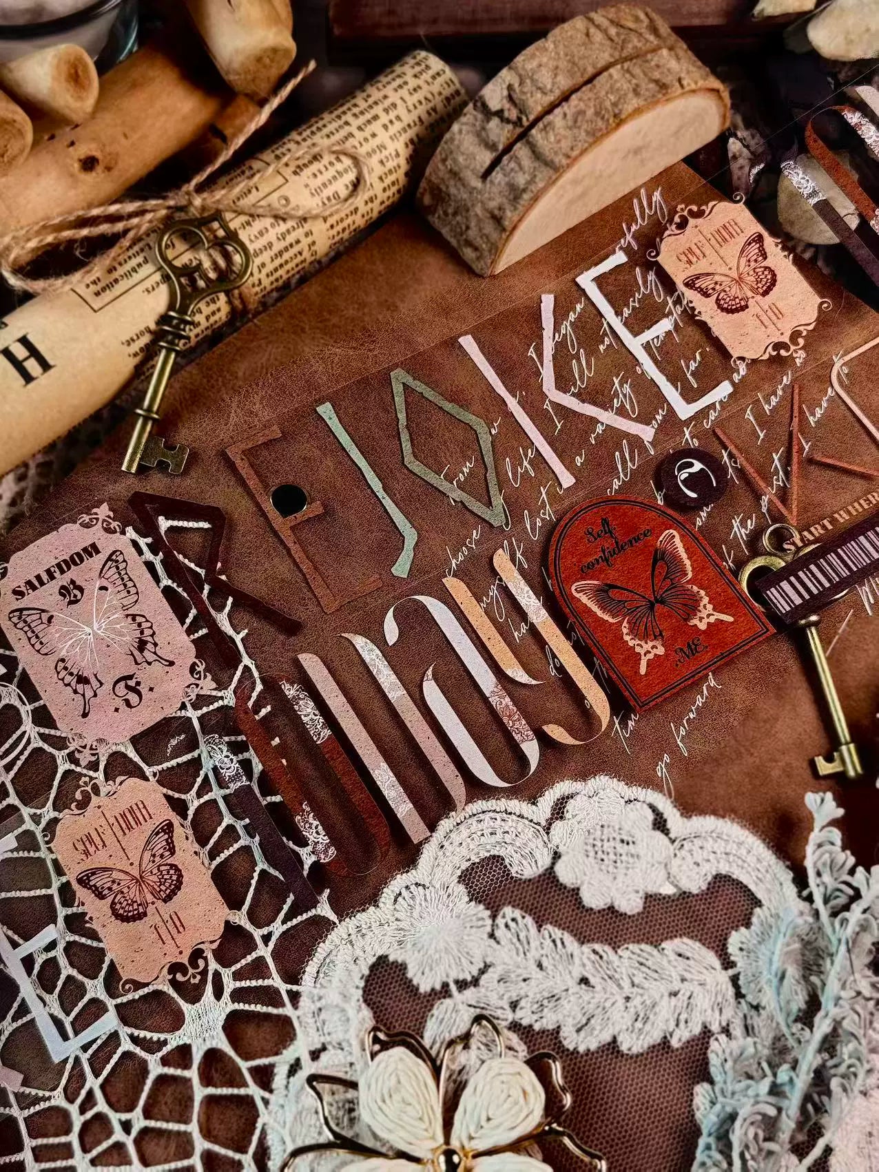 Linlanxi 【Residual Charm and Flowing Light】Original Pre-cut Washi/Pet Tape,New Fashion Retro Wider English Text