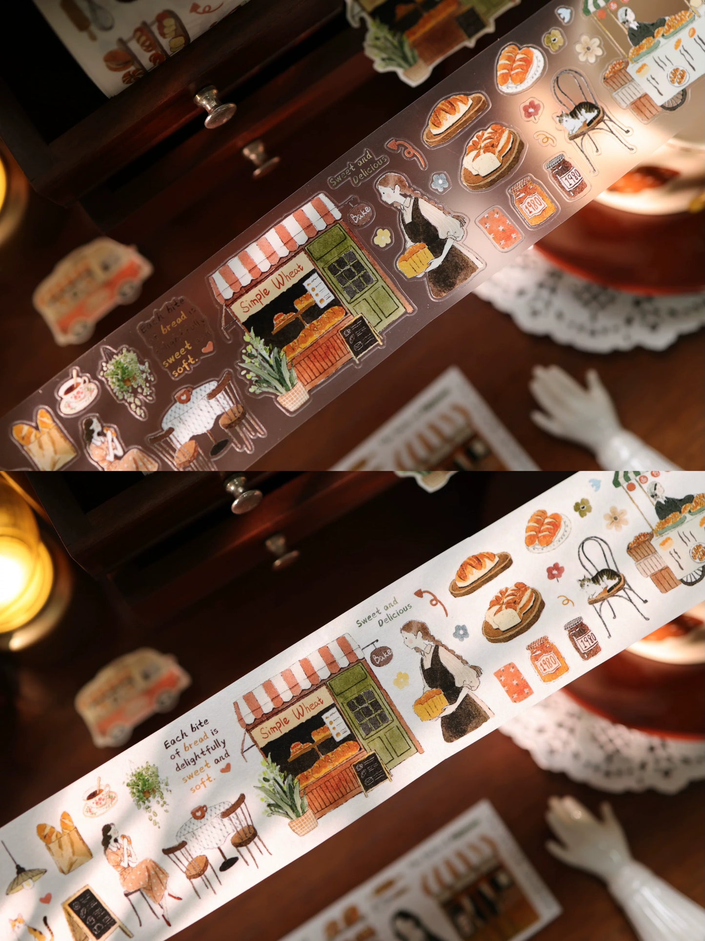 YiEr Vol17【Daily Life at the Bakery】Kiss-cut Light Retro Base Washi Tape and PET Stickers