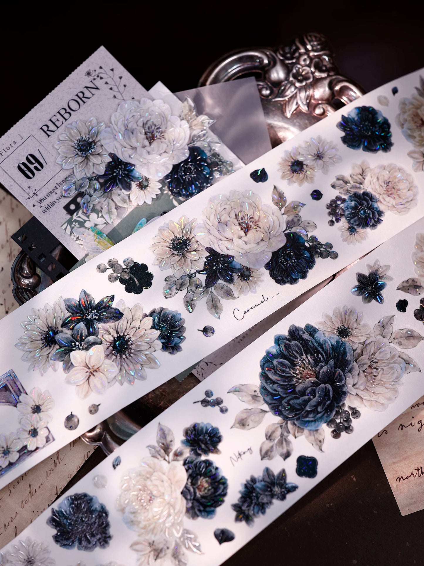 XiaoBaiJia【Old Color Floral Traces】Pre-cut Floral Orginal Design Taiwan Washi Pet Tape Light Retro Stickers
