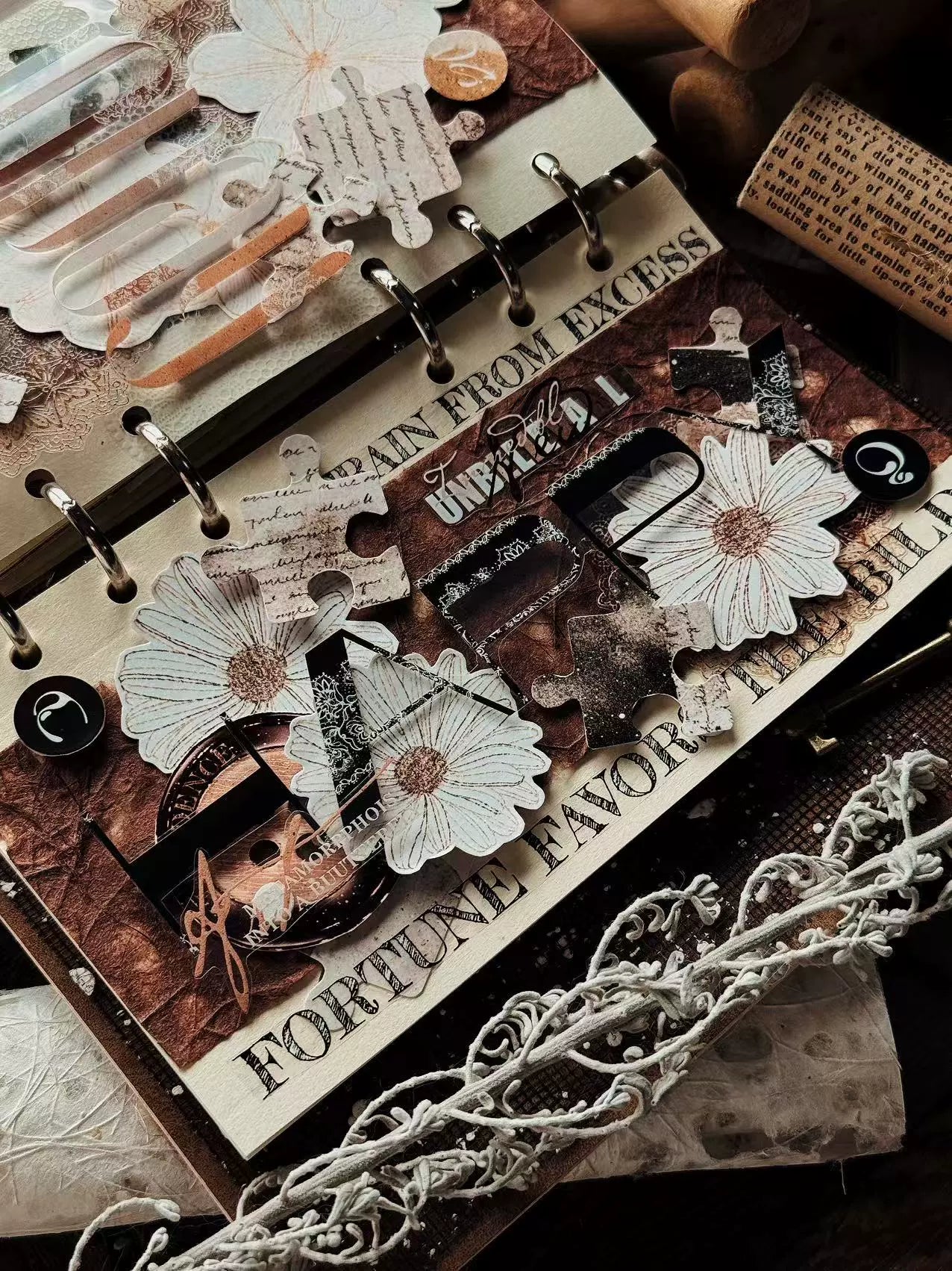 Linlanxi 【Ink Rhyme Printing Traces】Original New Product Retro Flower Puzzle Washi/Pet Tape