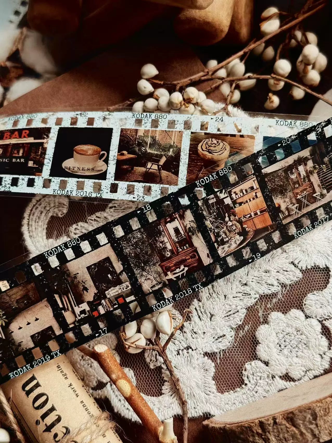 Linlanxi【Memories of Time】Original Washi/Pet Tape New Retro Life Old Film Series Decorative Tape Long Loop Full Roll