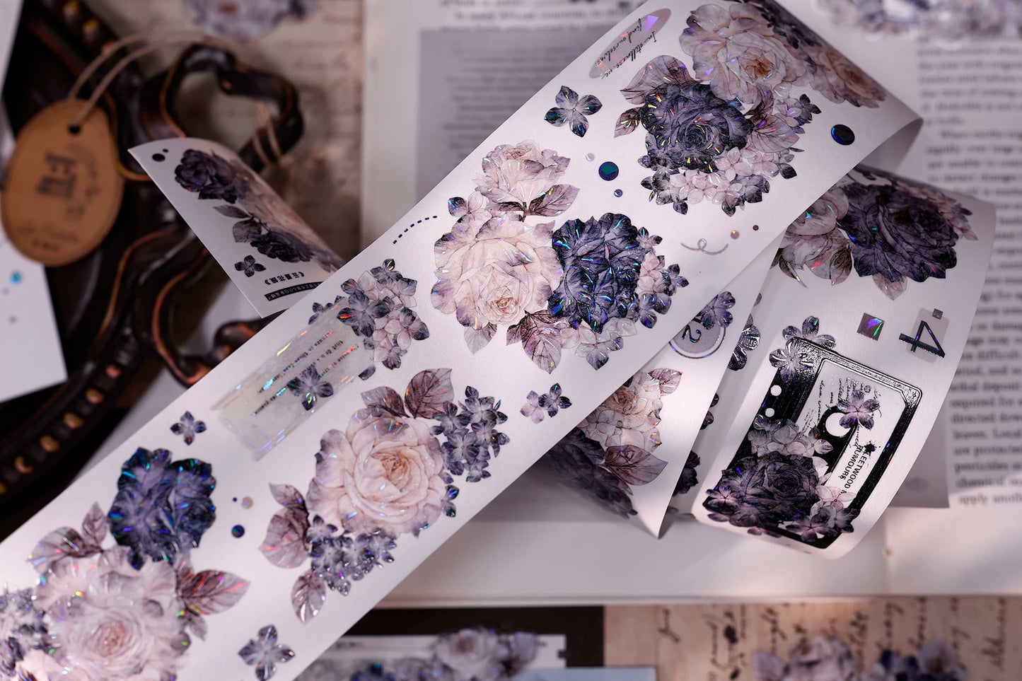 XiaoBaiJia【Cloud Ink Flower Cluster】Pre-cut Floral Orginal Design Washi Pet Tape Light Retro Stickers