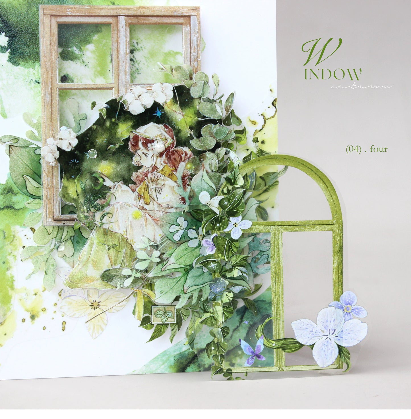 Moodtape【A Window With Autumn Border】window Landscape Frame Original Design Washi/Pet Tape Stickers,for Scrapbook Supplies,Scrapbook Tape Stickers,Junk Journal Supplies