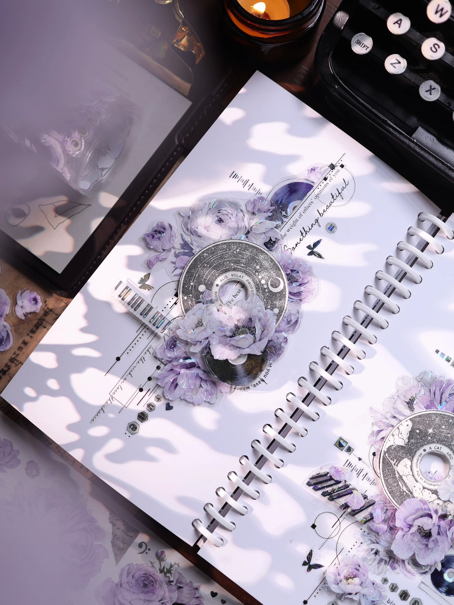 YiEr Vol17【Purple Echo】Kiss-cut Floral Washi Tape and PET Stickers