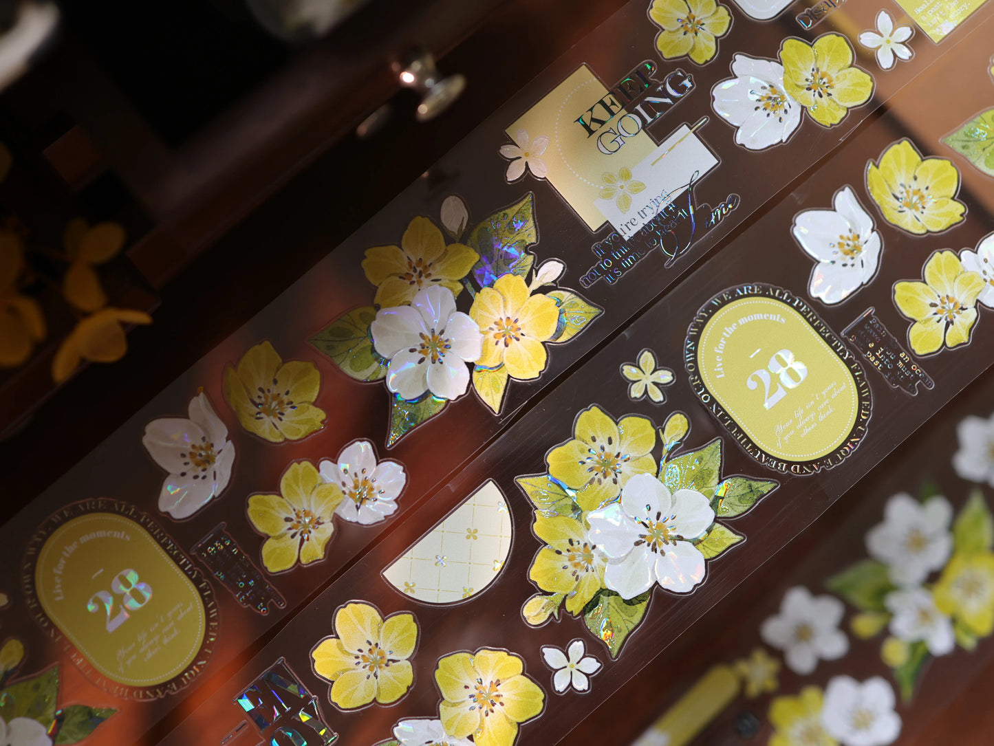 YiEr Vol17【Cream Pear Blossom】Kiss-cut Floral Washi Tape and PET Stickers