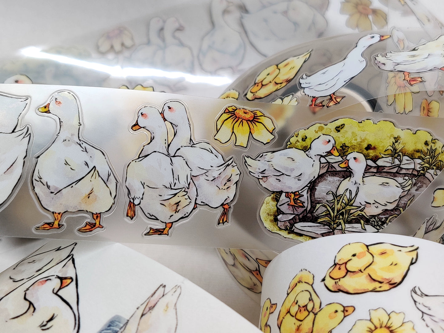 Xiangxiang Vol4 【Duck】Light Retro Animal Scenery Orginal Design Washi Pet Tape Landscaping Stickers