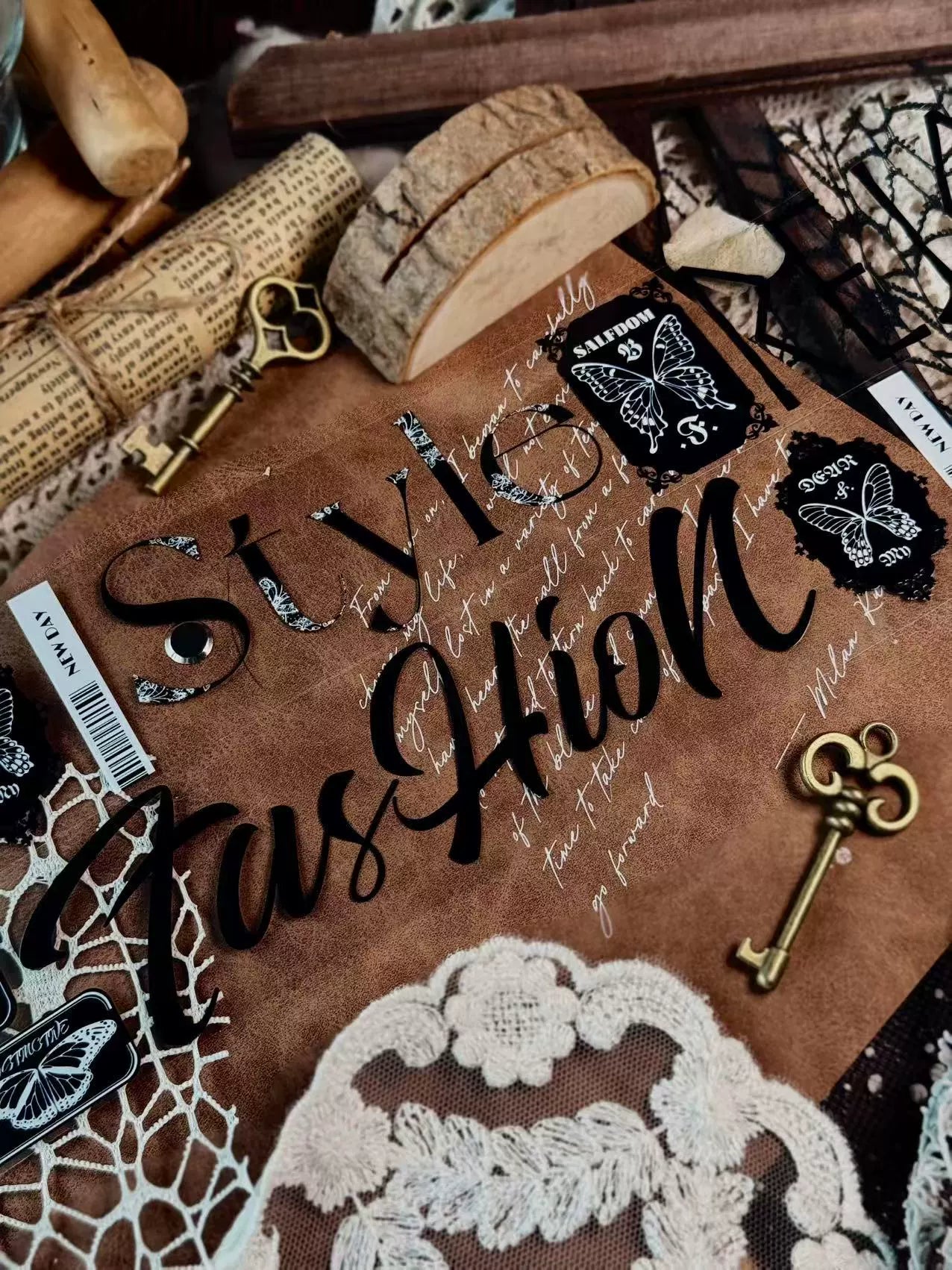 Linlanxi 【Residual Charm and Flowing Light】Original Pre-cut Washi/Pet Tape,New Fashion Retro Wider English Text