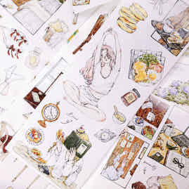 XiaoBaiJia Salt Series【Life Scroll】Pre-cut Orginal Design Washi/Pet Tape Light Retro Stickers