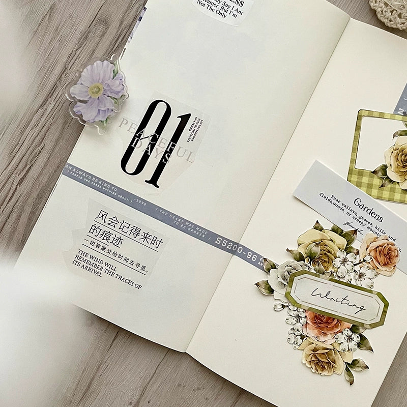 TianCheng-Vol5【Spring and Summer】English Text PET Tape,for Scrapbook Supplies,Scrapbook Tape Stickers,Junk Journal Supplies