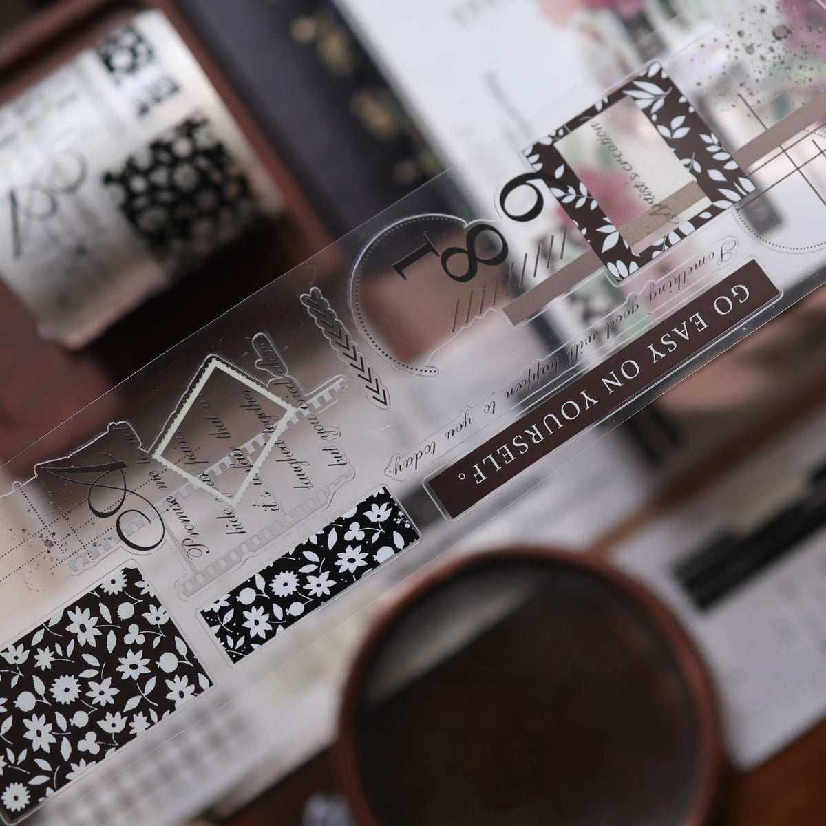 YiEr Vol18【Old Page Notes】Pre-cut Orginal Design Base Text Border Washi Tape and PET Stickers