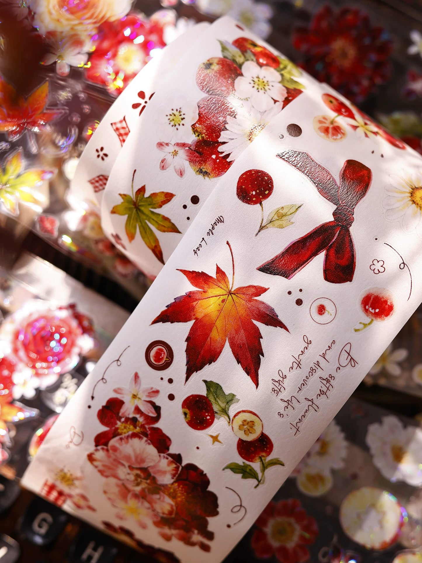 XiaoBaiJia Salt Series【Red Fruit Fragrance】Orginal Design Kiss-cut Washi/Pet Floral Tape Light Retro Landscaping Stickers