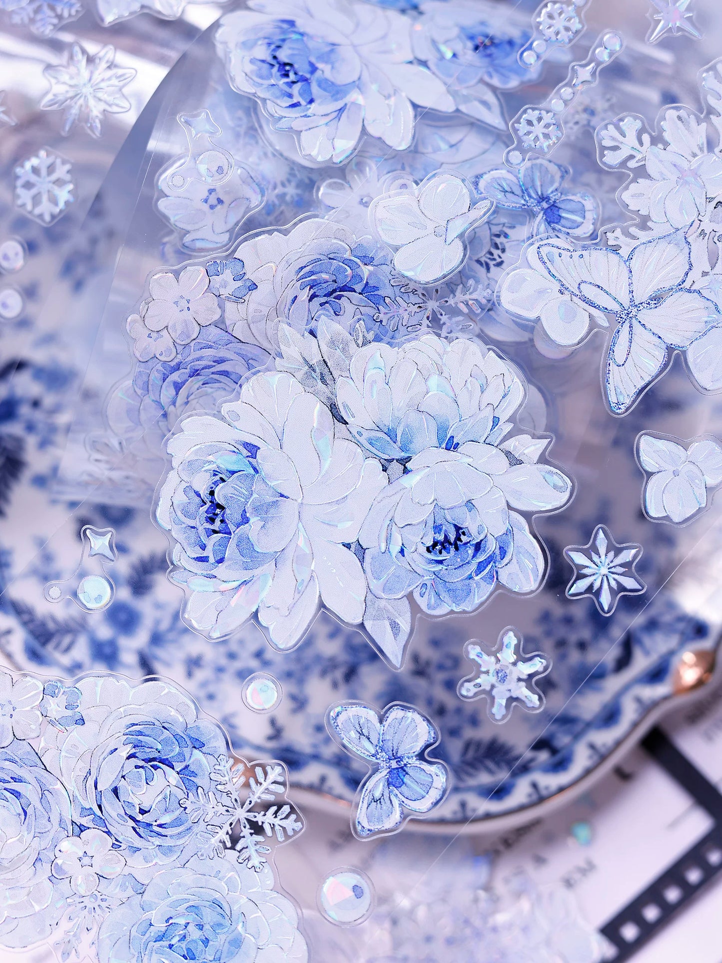 XiaoBaiJia Salt Series【Yingxue Blue】Orginal Design Kiss-cut Washi/Pet Tape Light Retro Fresh Snowflakes Stickers