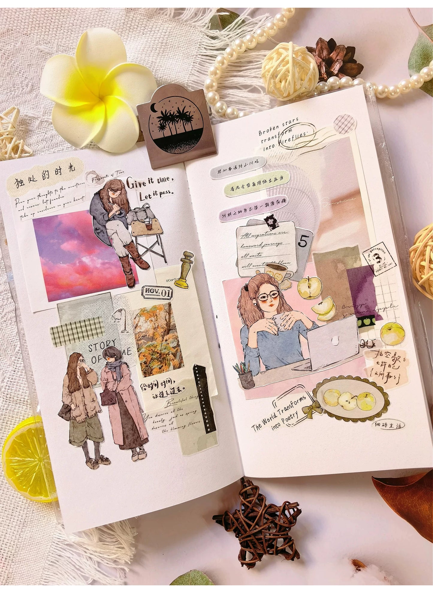 ZiYuanSu【Delightful Weather and Beautiful Prospects】Background Text Scene Pre-cut Washi/PET Tape