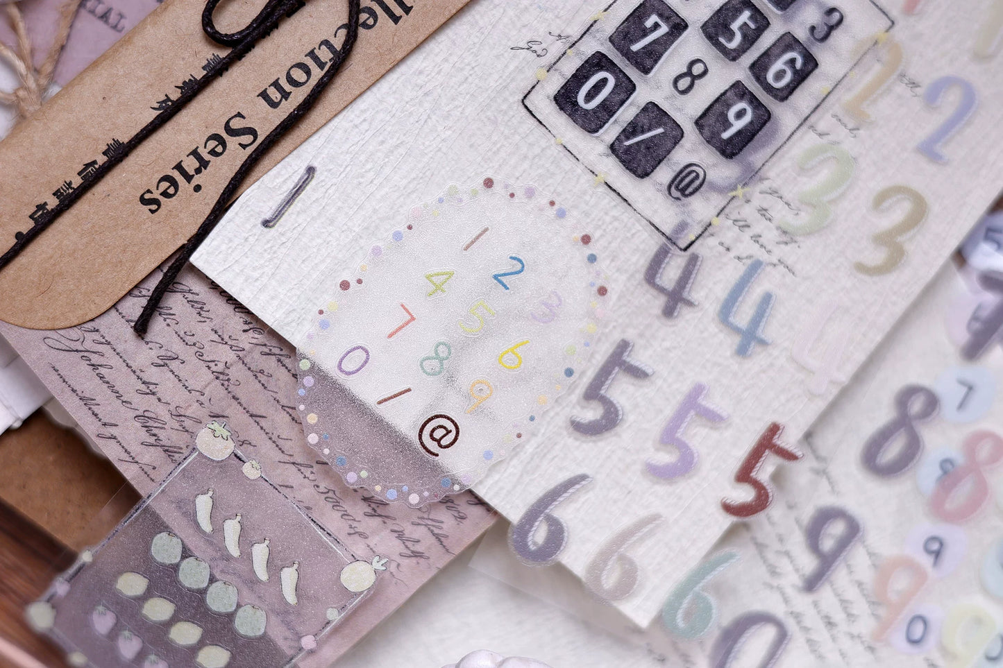 XiaoBaiJia Salt Series【Color Bar Numbers】Pre-cut Orginal Design Text Washi/Pet Tape Light Retro Stickers