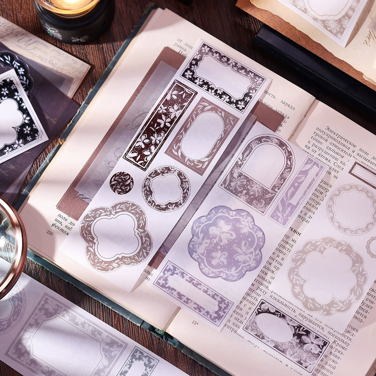 XiaoBaiJia【Flower Frame】Light Retro Orginal Design Washi Pet Tape Landscape Stickers