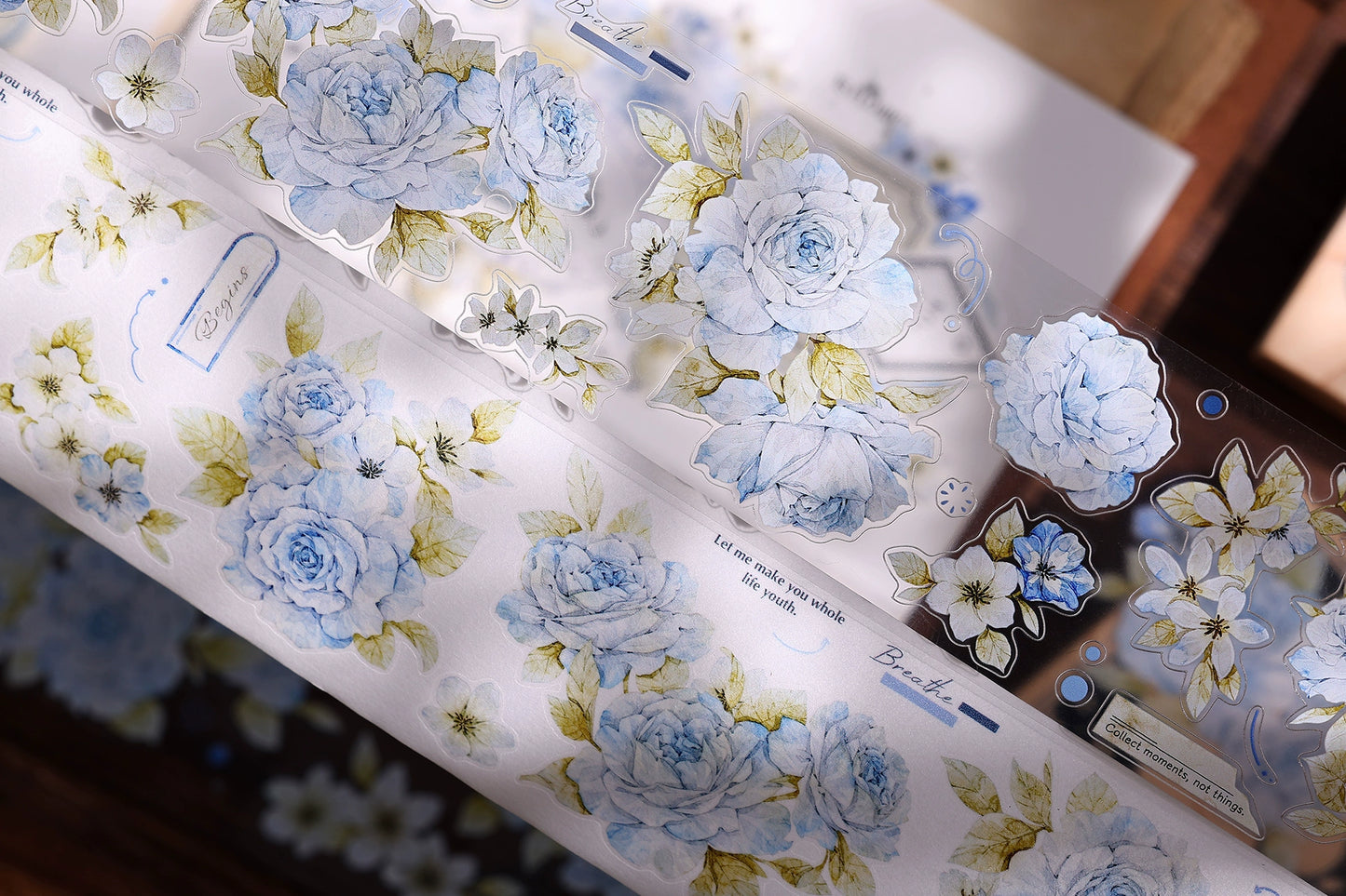 XiaoBaiJia【Jian Shi Blue】Light Retro Orginal Design Washi Pet Tape Landscape Stickers