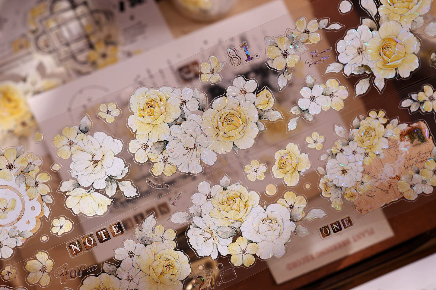 XiaoBaiJia【Yellow Rose】Light Retro Orginal Design Washi Pet Tape Landscape Stickers