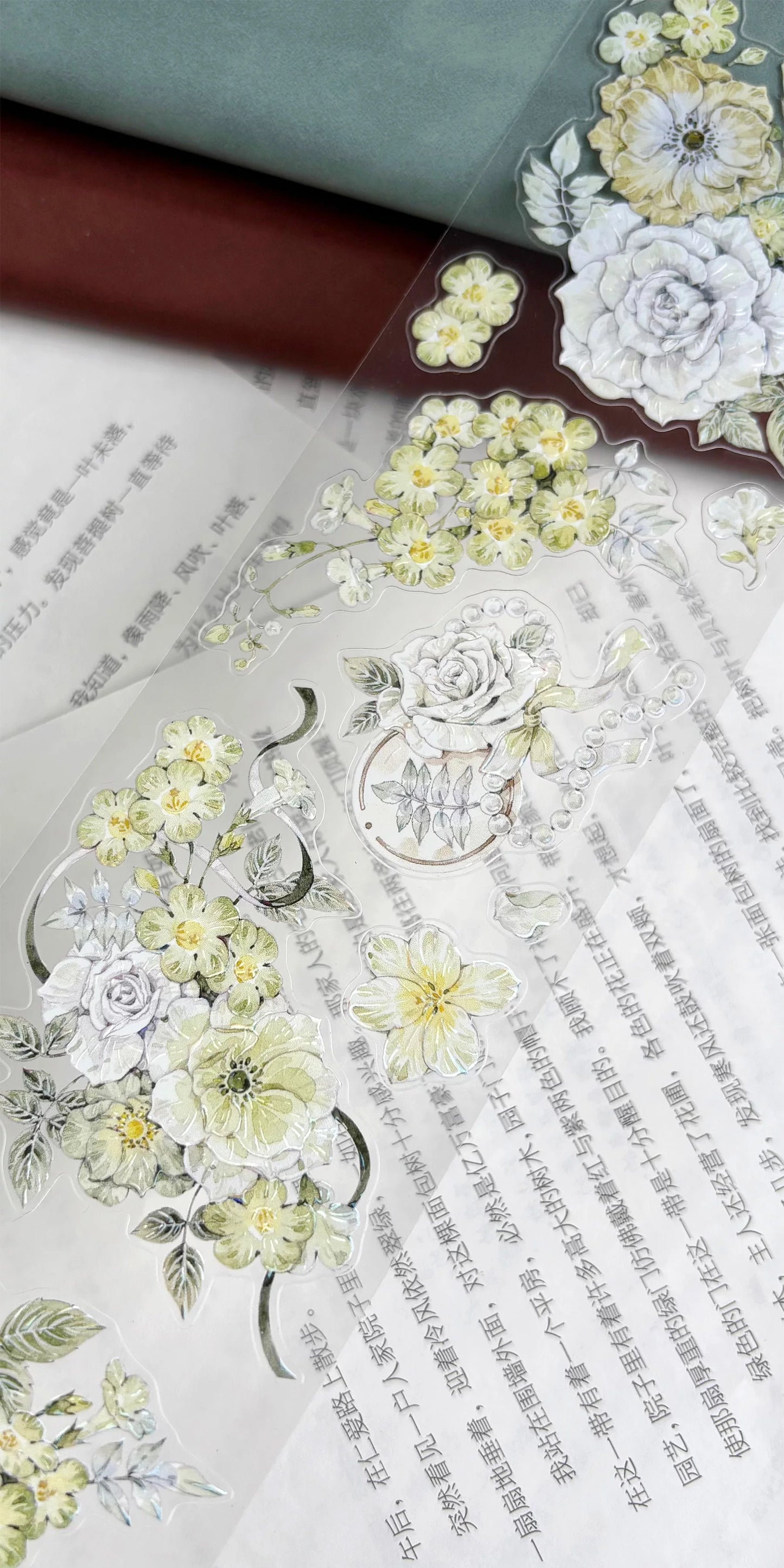 ZiYuanSu Vol15【Green Stamen】Kiss-cut Floral Washi Tape and PET Stickers