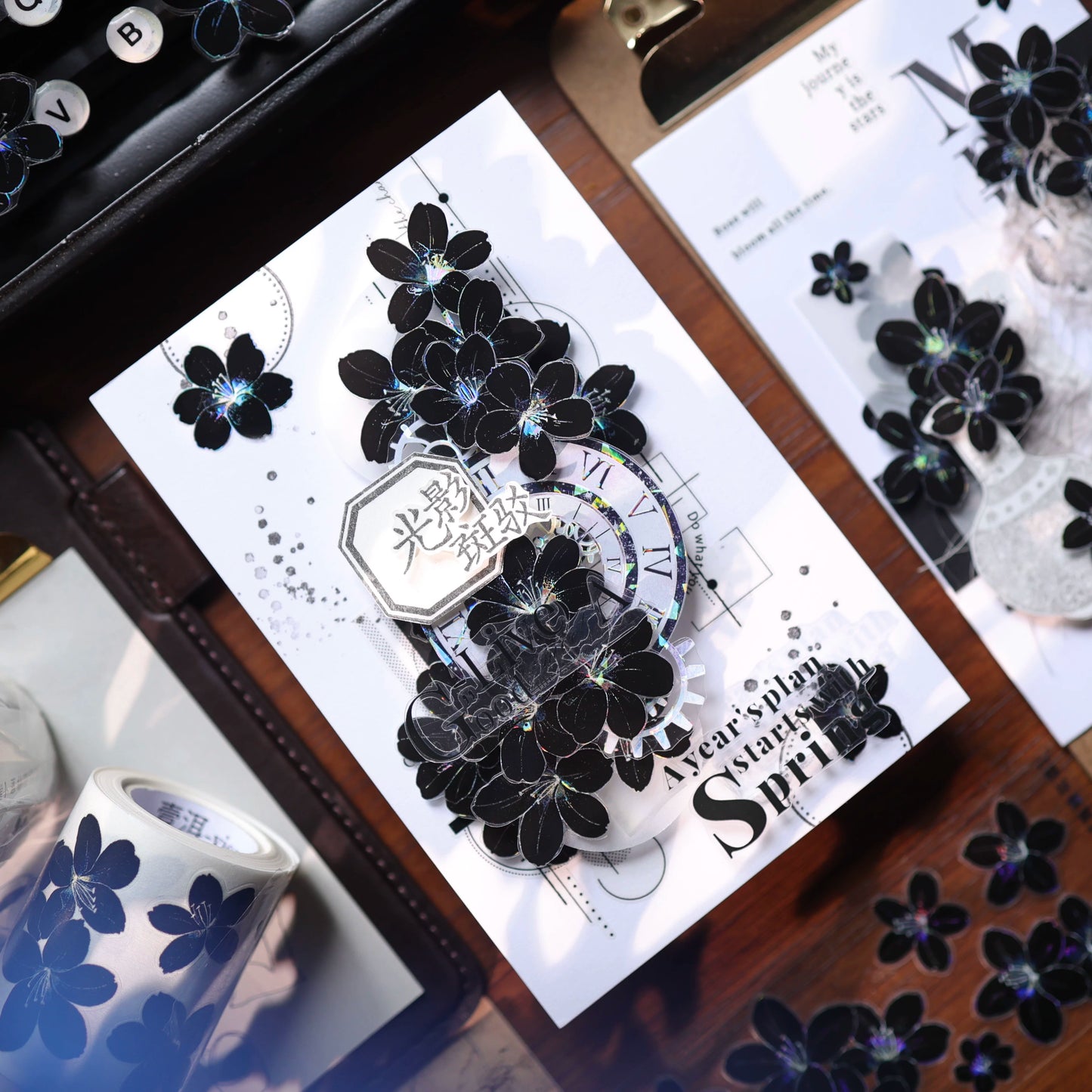 YiEr Vol17【Brown Sugar Flower Language】Kiss-cut Butterfly Washi Tape and PET Stickers