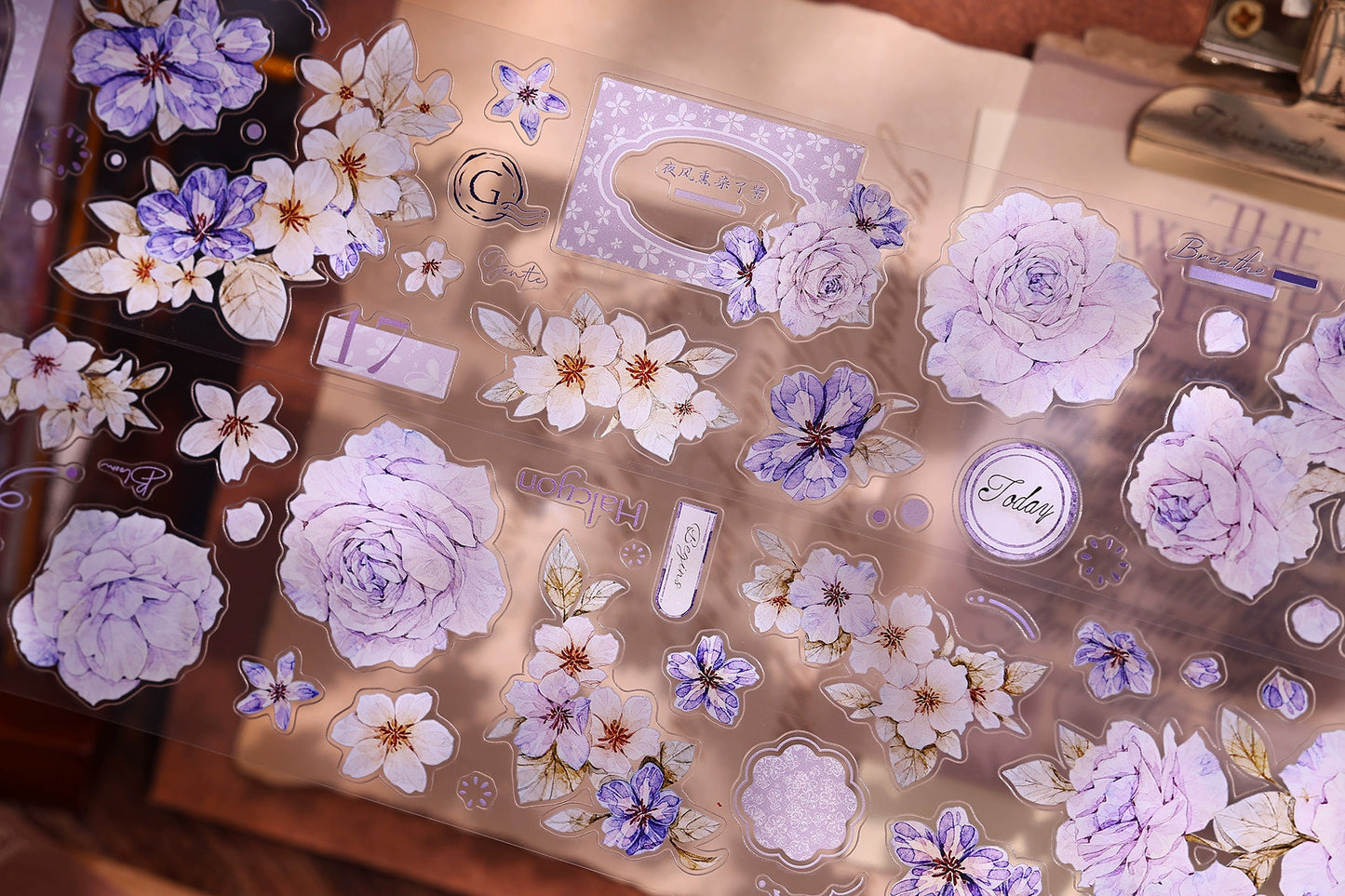 XiaoBaiJia【Rose Poetry】Light Retro Orginal Design Washi Pet Tape Landscape Stickers