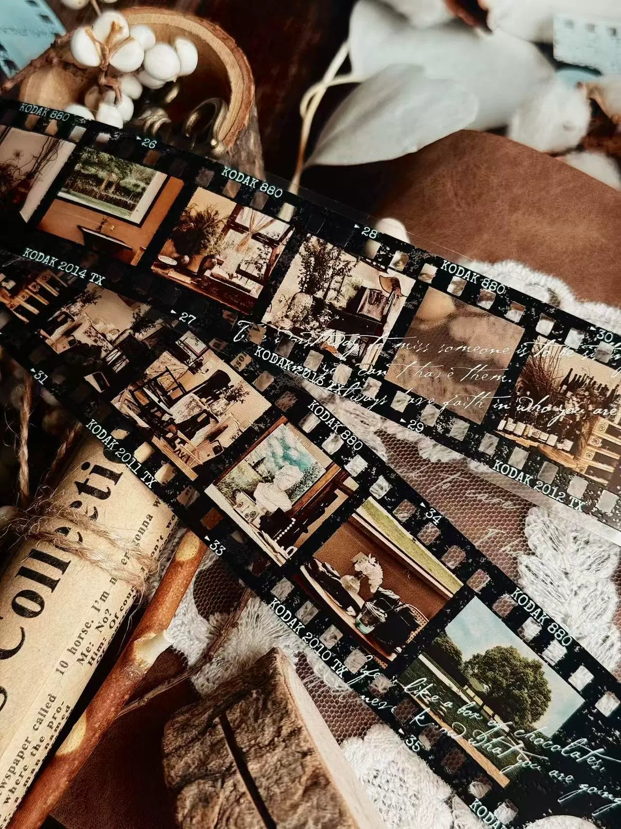Linlanxi【Memories of Time】Original Washi/Pet Tape New Retro Life Old Film Series Decorative Tape Long Loop Full Roll