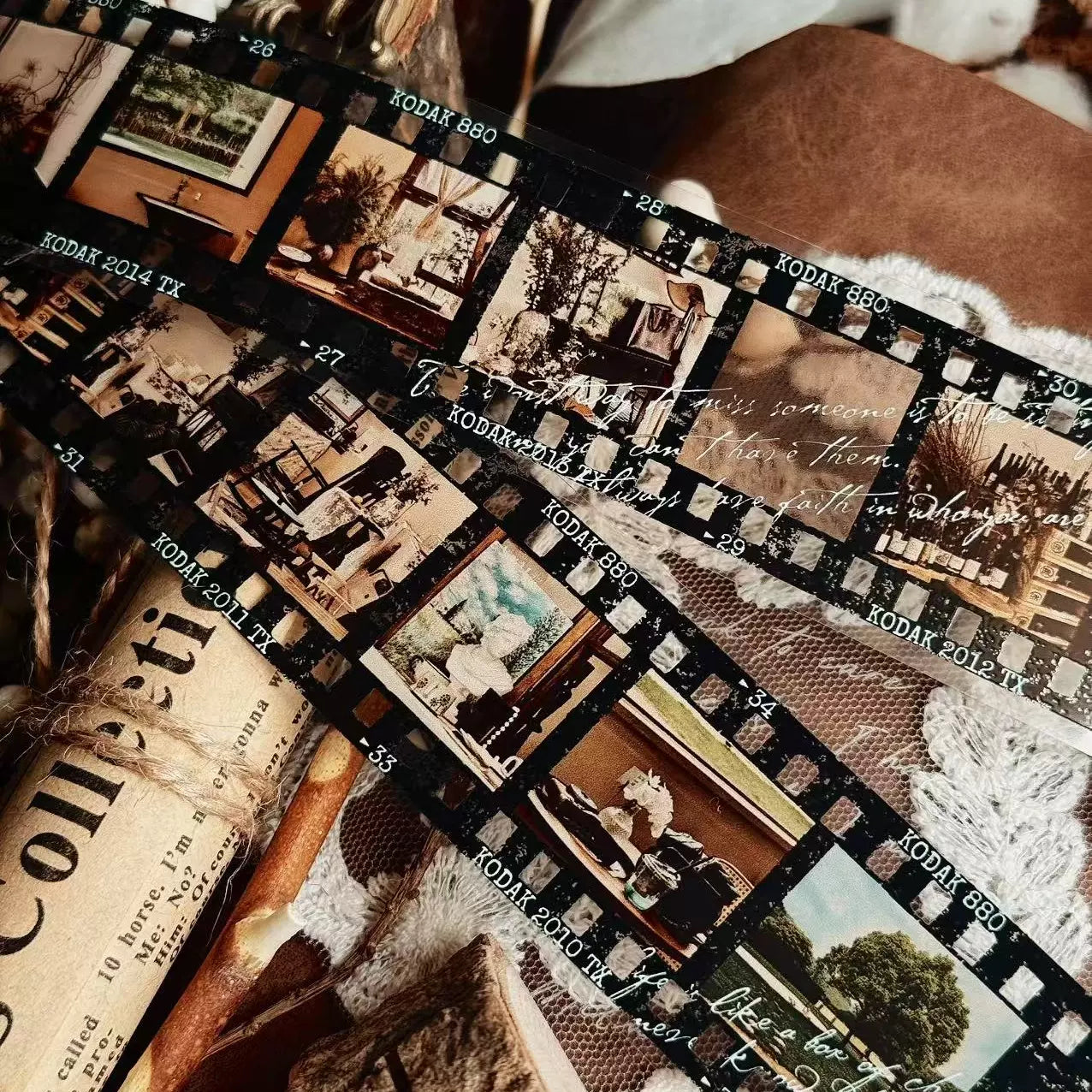 Linlanxi【Memories of Time】Original Washi/Pet Tape New Retro Life Old Film Series Decorative Tape Long Loop Full Roll