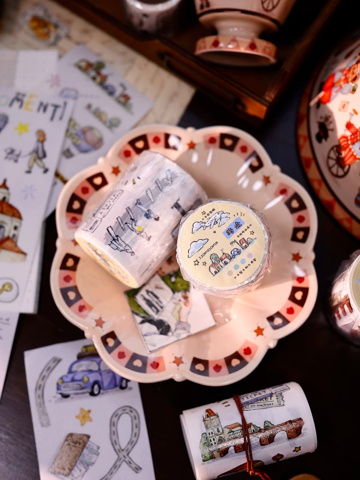 XiaoBaiJia Salt Series【Journey】Pre-cut Orginal Design Travel Scenery Text Washi/Pet Tape Light Retro Stickers