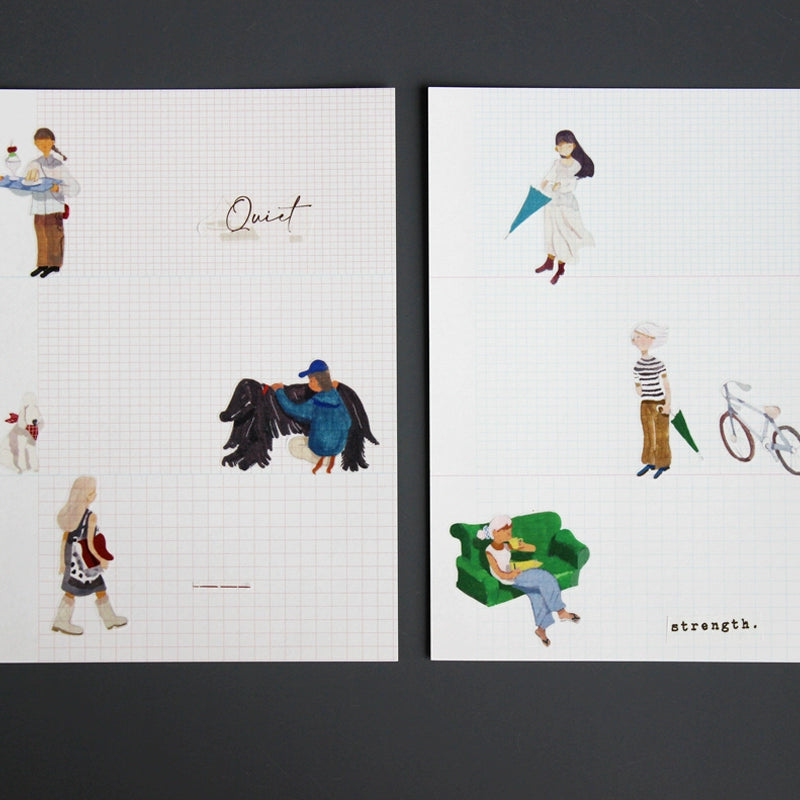 Moodtape【Walking and Drinking Coffee】Original Cute Character Washi Tape Street View Coffee Stickers