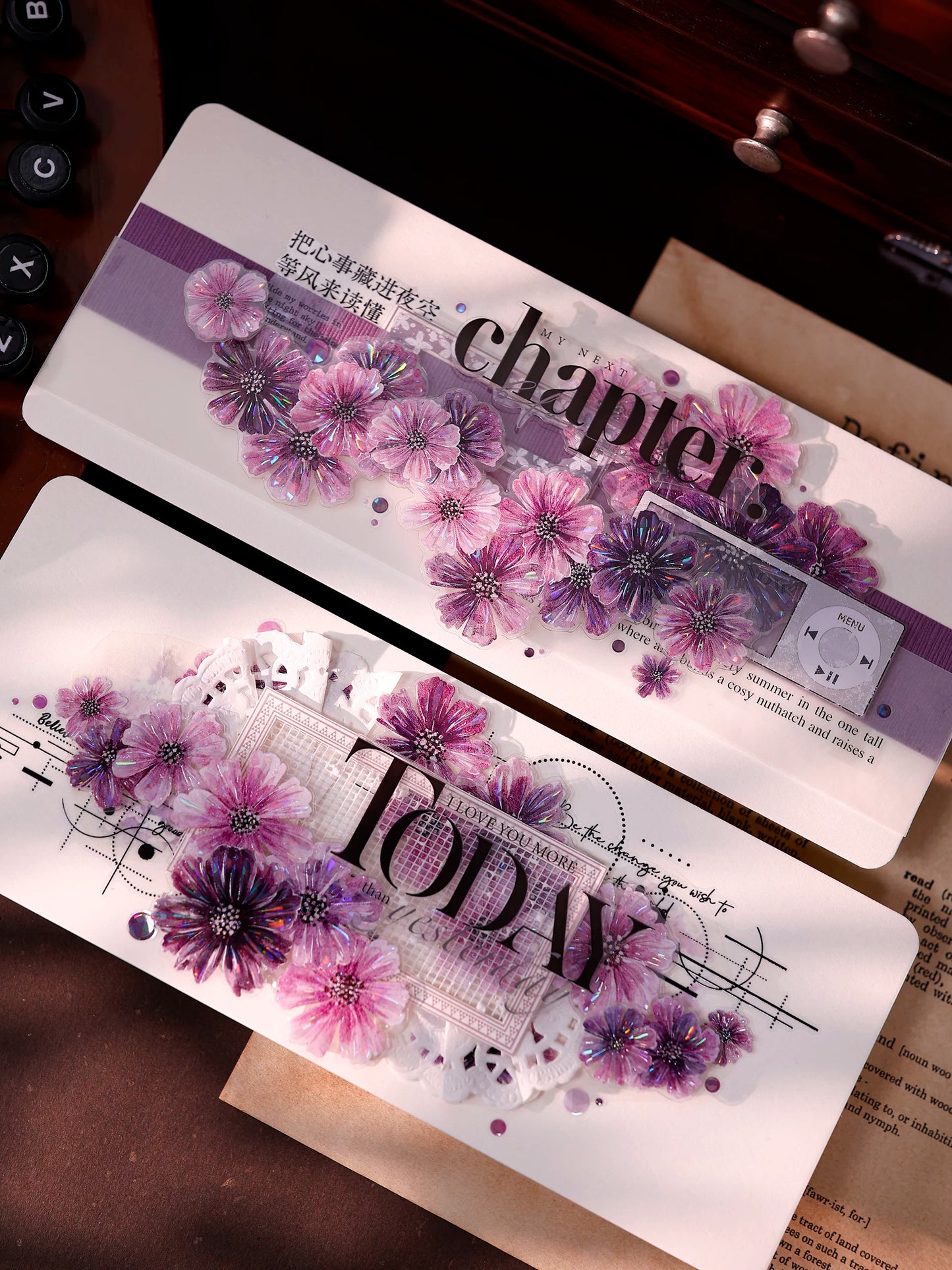 XiaoBaiJia【Smoke Light Condensation Purple】Orginal Design Washi Pet Floral Tape Light Retro Landscaping Stickers
