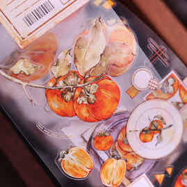 XiaoBaiJia【Winter Persimmon】Light Retro Orginal Design Washi Pet Tape Landscape Stickers