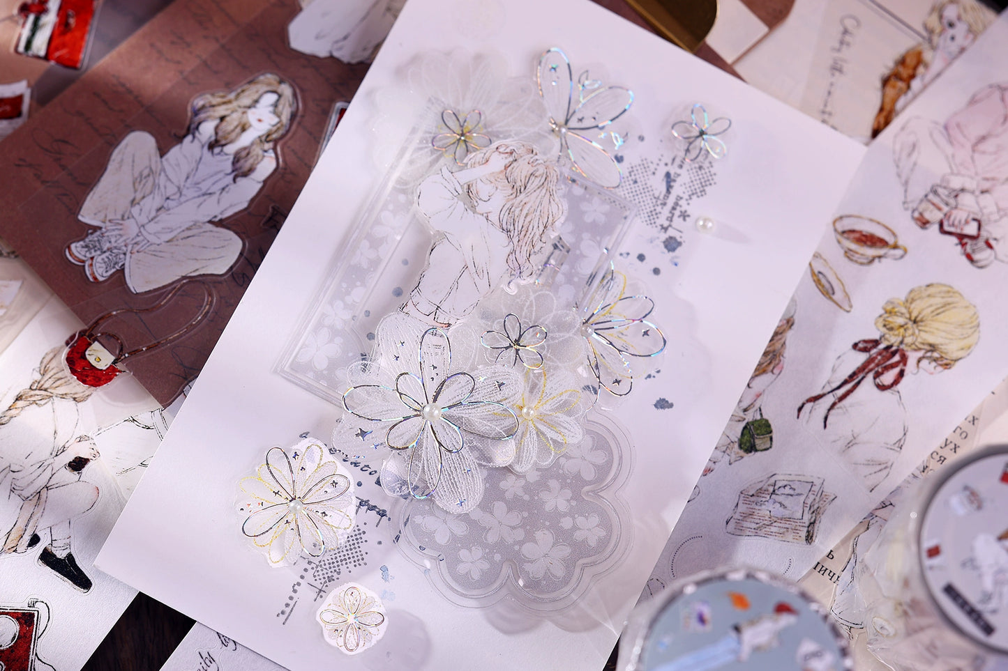 XiaoBaiJia Minimalist Style【Free Wind】Light Retro Orginal Design Washi Pet Tape Landscape Stickers