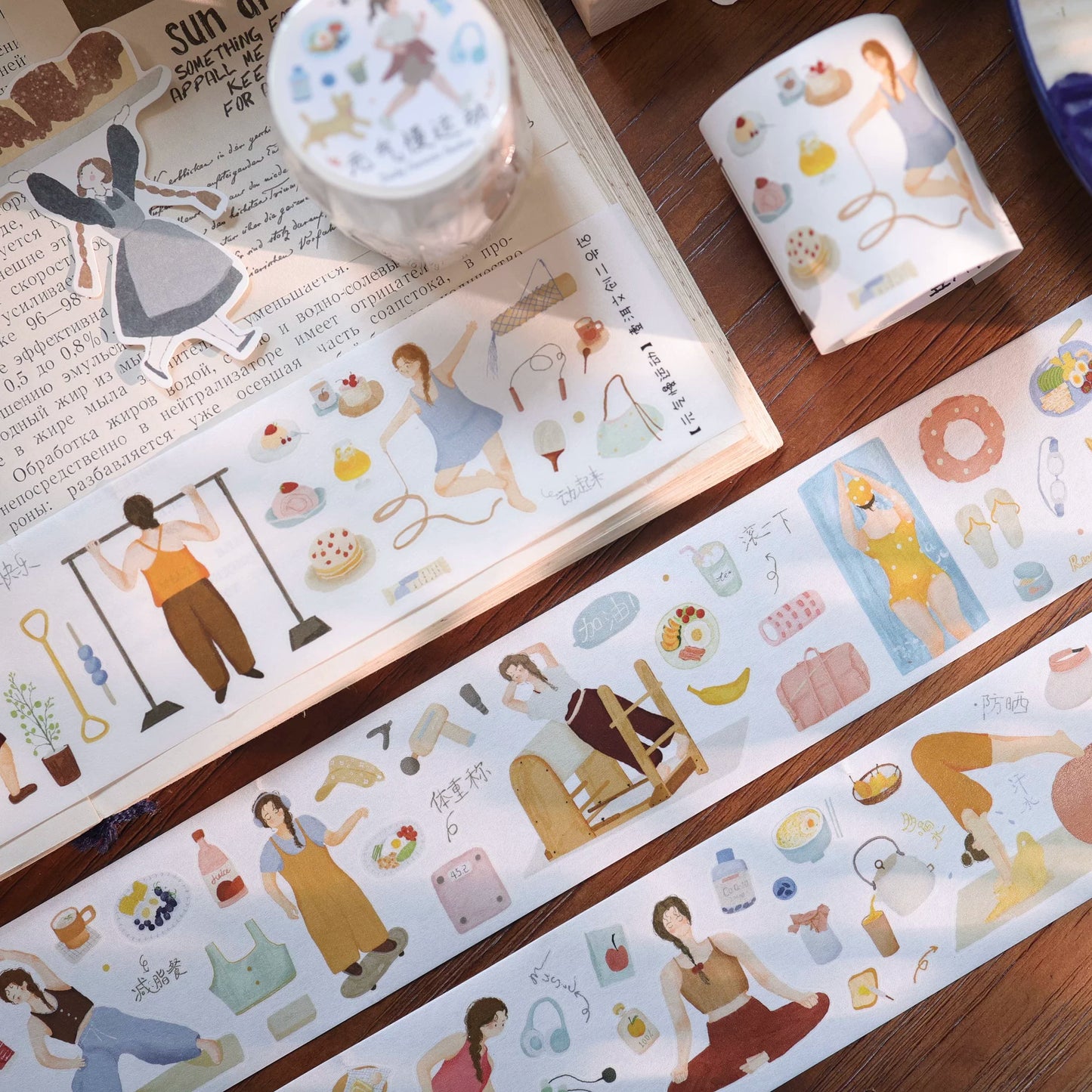 YiEr Vol8【Qi Qi Slow Movement】Salt Series Pre-cut Orginal Design Washi Tape and PET Stickers
