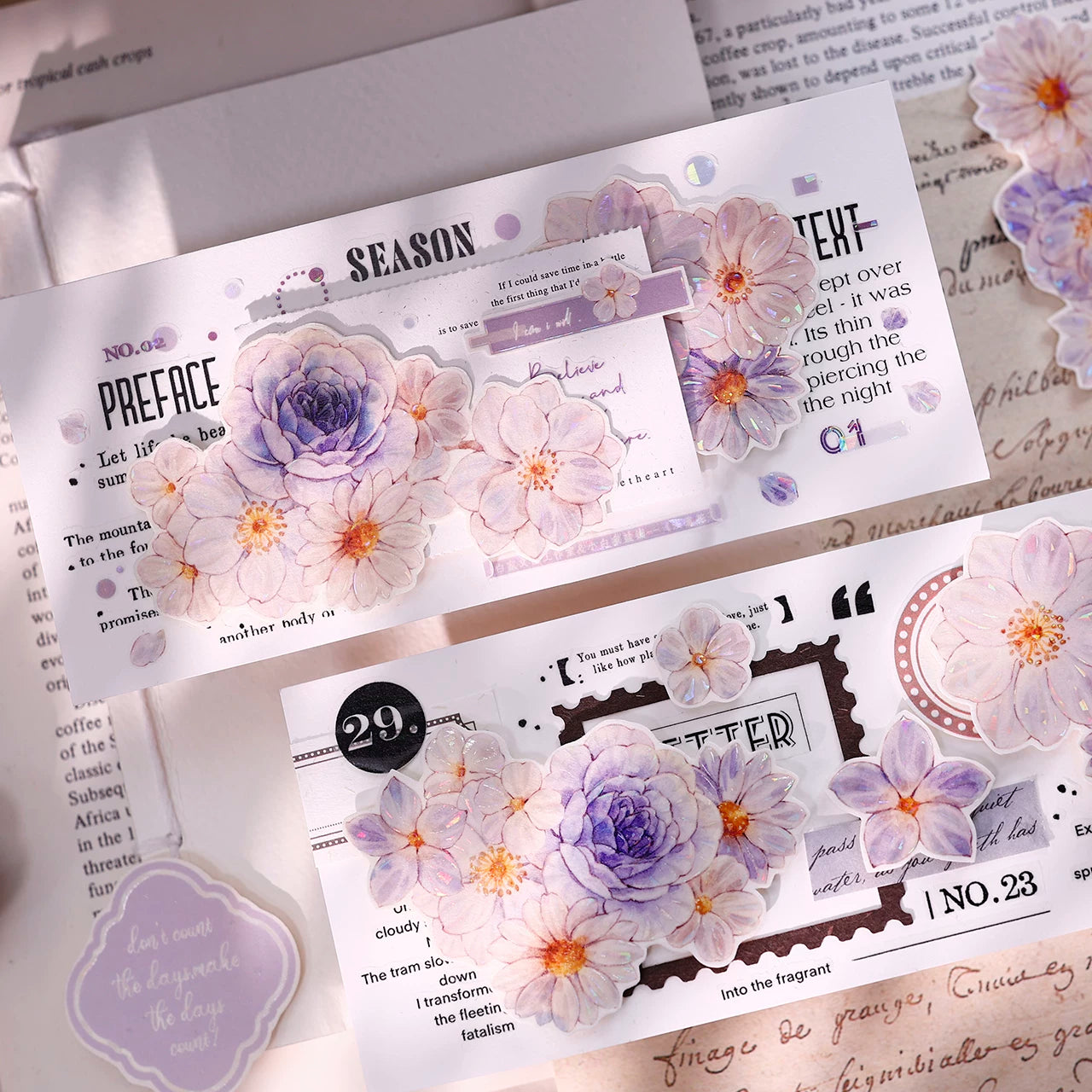 XiaoBaiJia【Shallow Smoke Blooming Flowers】Orginal Design Floral Washi Pet Tape Light Retro Landscaping Stickers