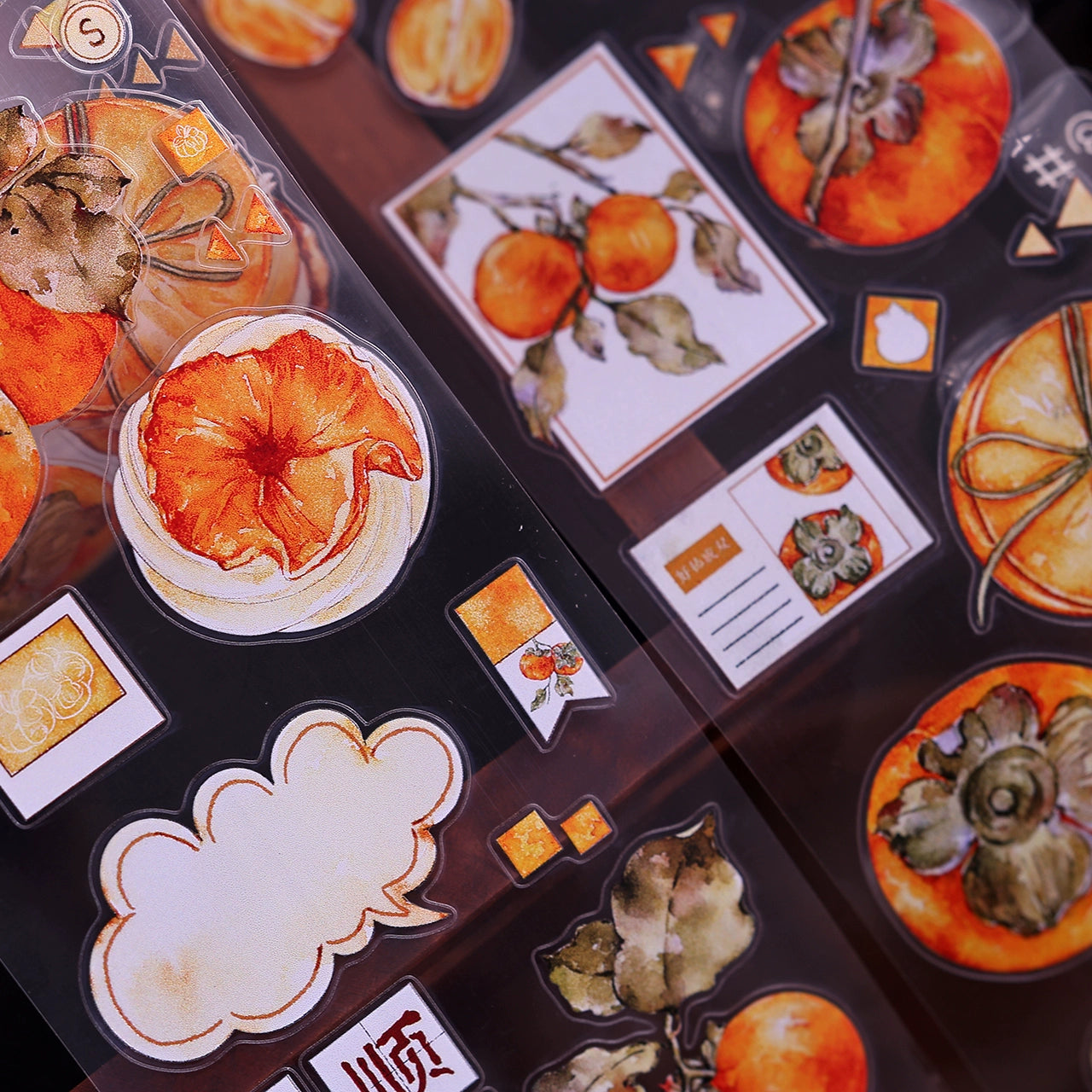 XiaoBaiJia【Winter Persimmon】Light Retro Orginal Design Washi Pet Tape Landscape Stickers