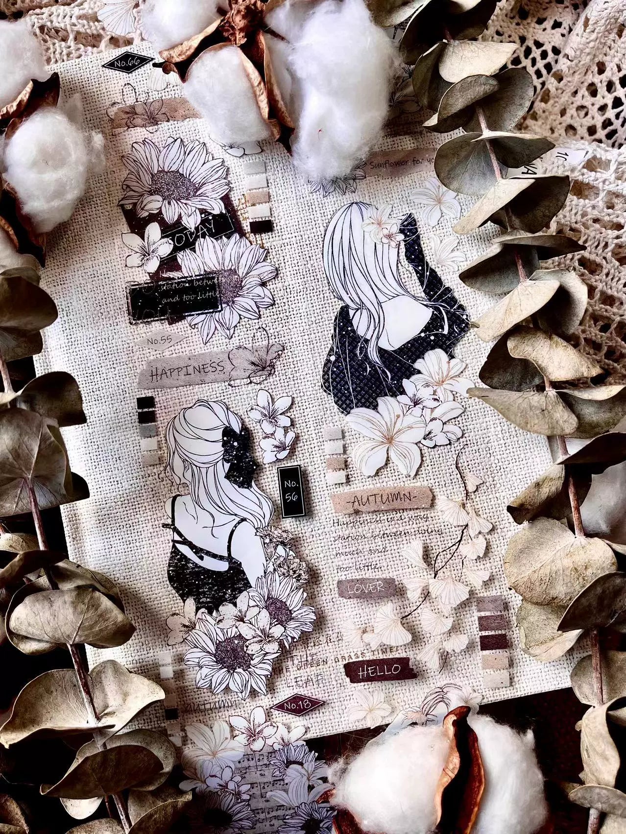 Linlanxi【Girl】Original Design New Product  Washi/Pet Tape Light Retro Character Style Long Loop Full Roll