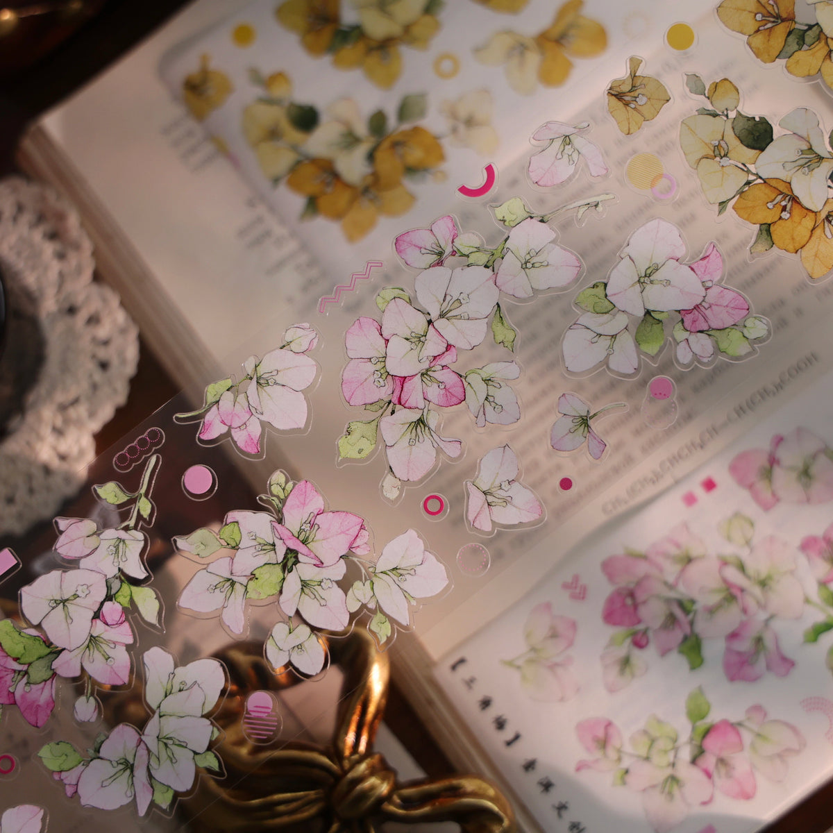 YiEr Vol18【Bougainvillea】Pre-cut Orginal Design Follower Washi Tape and PET Stickers