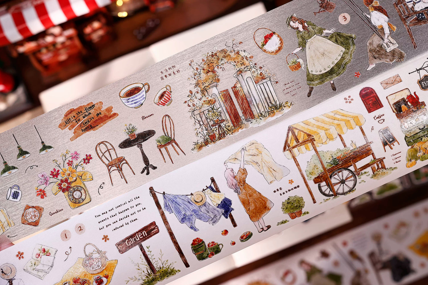 XiaoBaiJia Salt Series【Warm Light and Leisurely Delights】Pre-cut Orginal Design Vintage Scene Washi/Pet Tape Light Retro Stickers