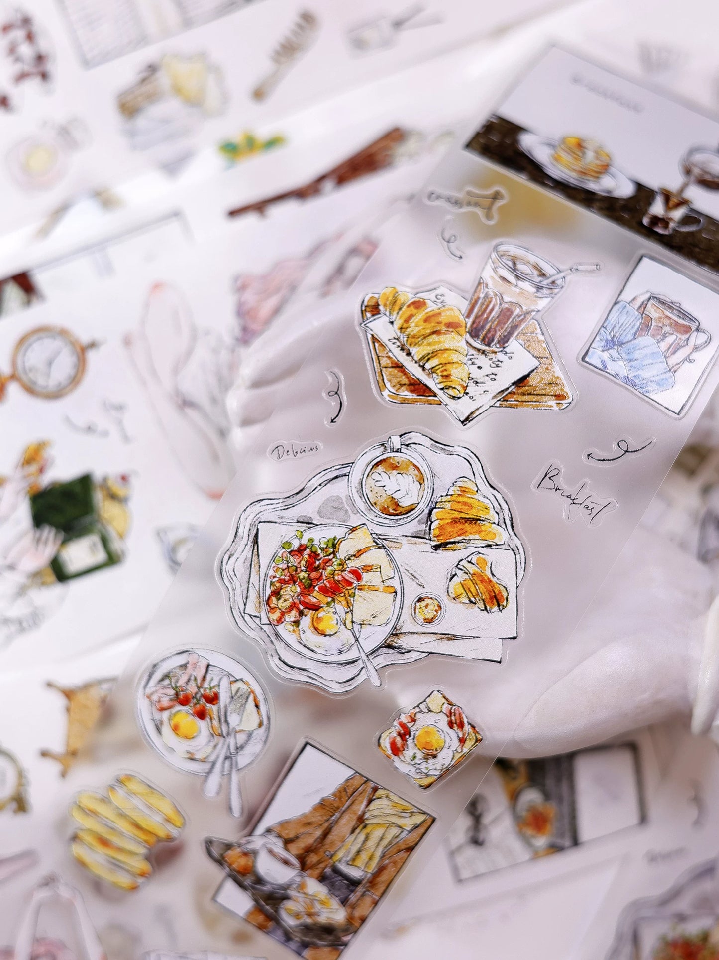XiaoBaiJia Salt Series【Life Scroll】Pre-cut Orginal Design Washi/Pet Tape Light Retro Stickers