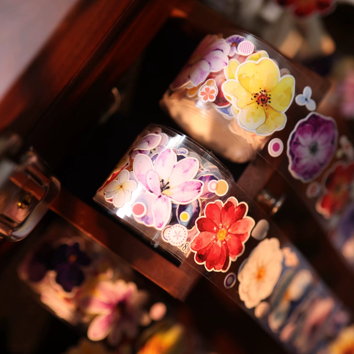 YiEr Vol17【Colorful Strips】Kiss-cut Floral Washi Tape and PET Stickers
