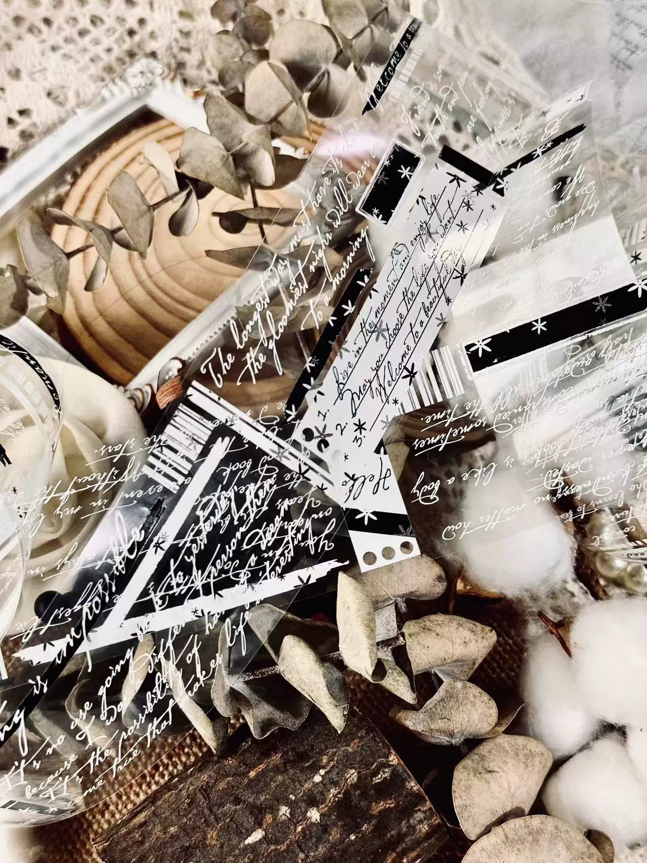 Linlanxi【 Romantic Quotes】Original Design Text Washi/Pet Tape Sticker, 5-meter-long Loop Roll