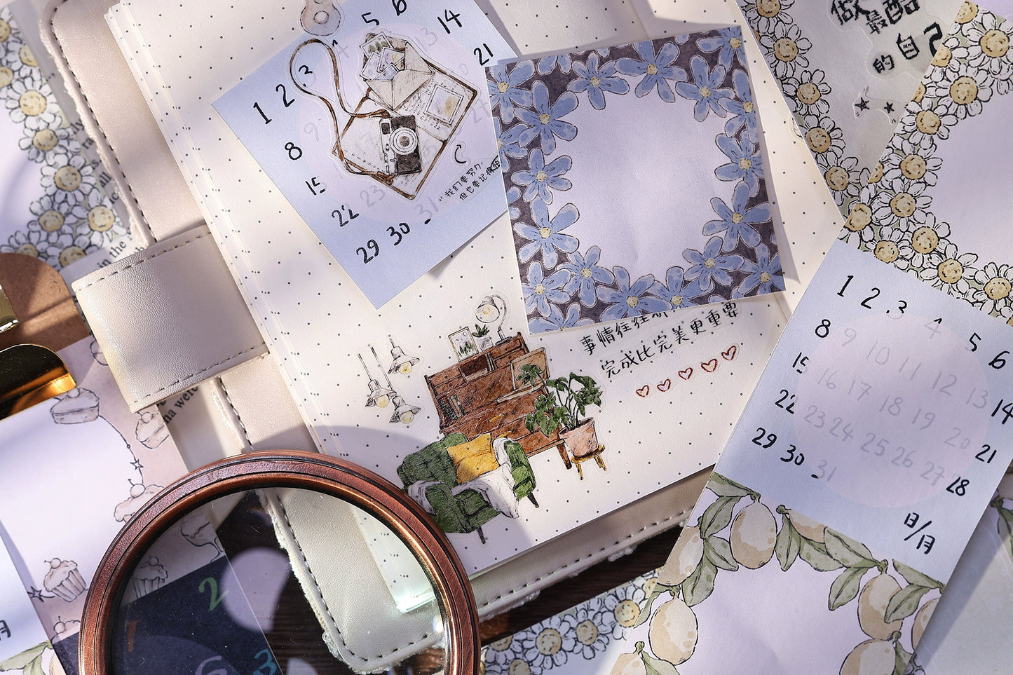XiaoBaiJia Minimalist Style【Writing Roll‌】Border Strip Orginal Design Washi Pet Tape Landscape Stickers