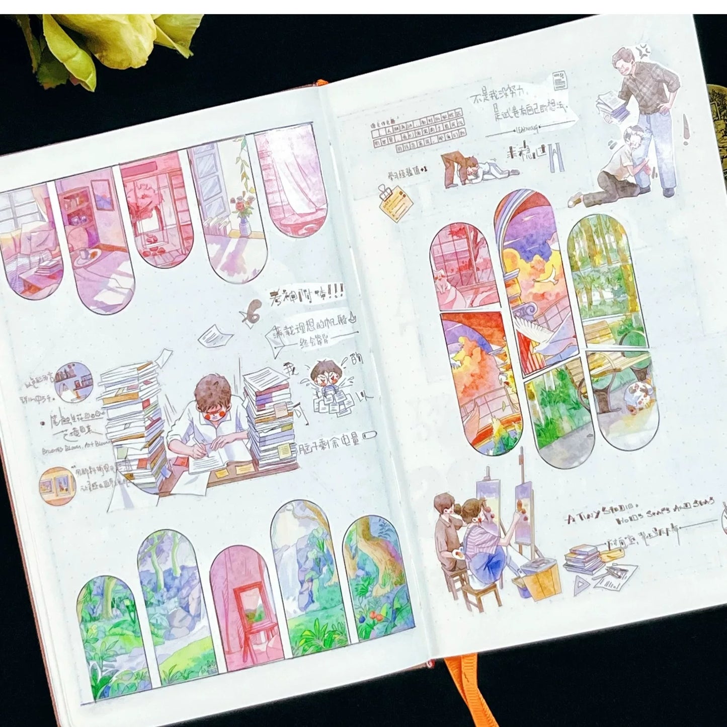 XingXing【Little Bliss】 Pre-cut Salt Based Warm Healing Scene Washi/PET Tape