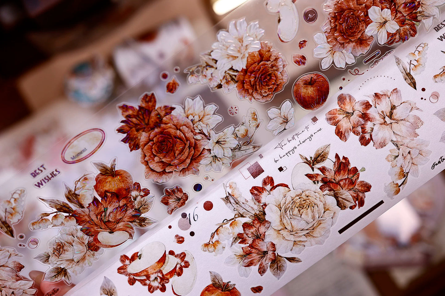 XiaoBaiJia【Sweet Dream Blossoms】Orginal Design Kiss-cut Washi/Pet Floral Tape Light Retro Landscaping Stickers