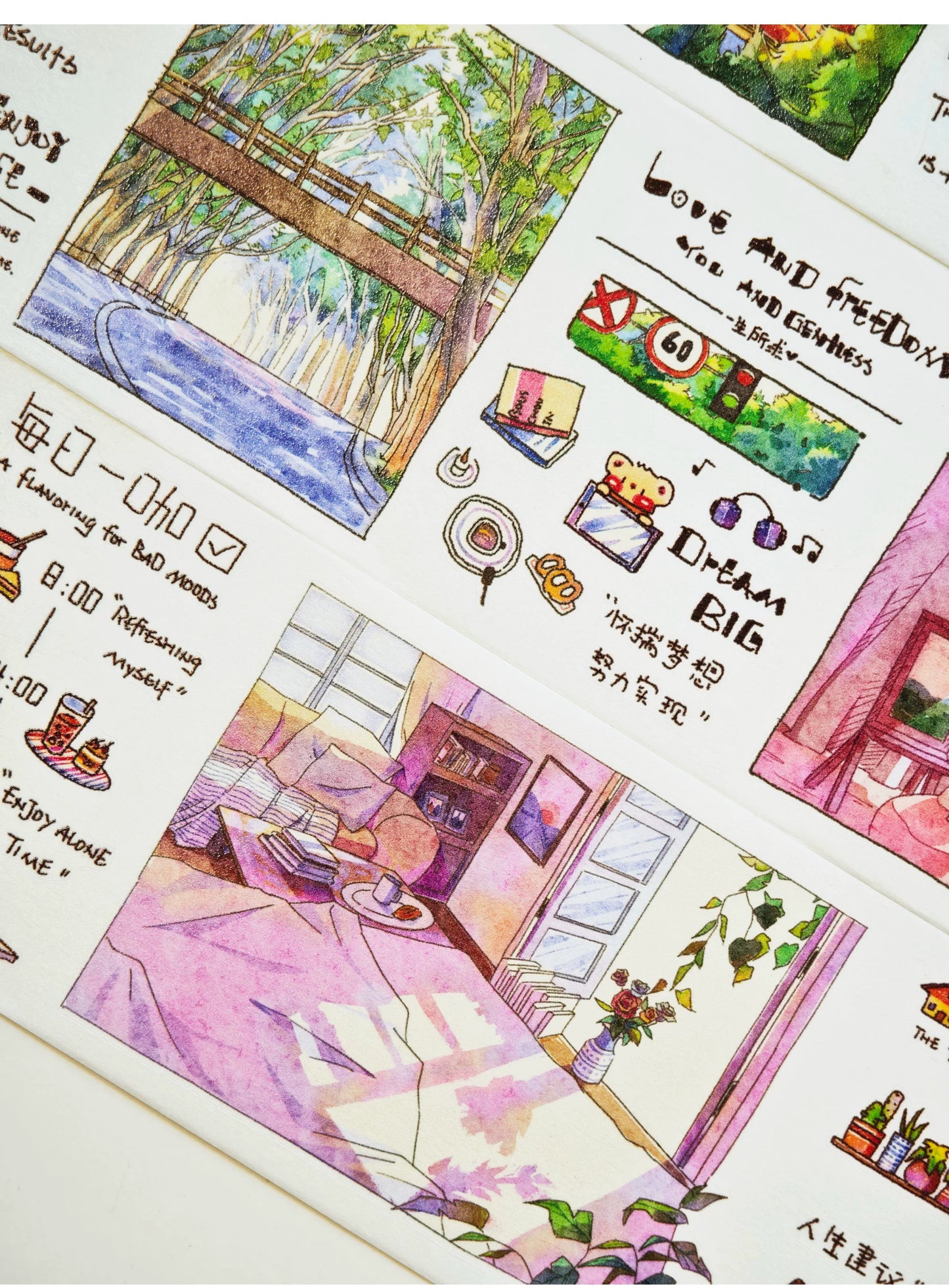 XingXing【Little Bliss】 Pre-cut Salt Based Warm Healing Scene Washi/PET Tape